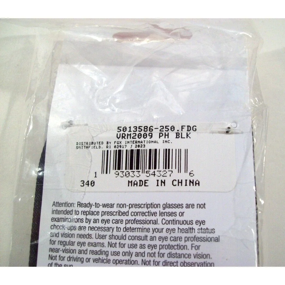 New Foster Grant Essentials Reading Glasses +2.50, PH Black, Soft Case